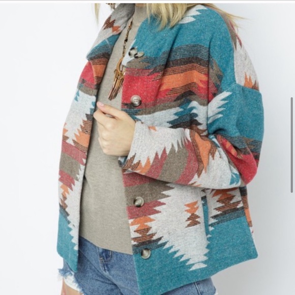 Last Large New! Bohemian Aztec Southwest Pattern Jacket - Picture 6 of 11